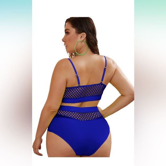 Blue Mesh Overlay Bikini - Picture 7 of 7